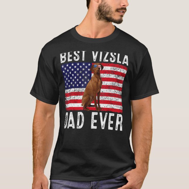 Camiseta Vizsla Dad Usa La Bandera Estadounidense Vizsla Du (Anverso)