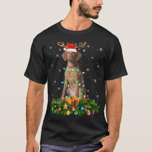 Camiseta Vizsla Dog Lover Reindeer Santa Hat Vizsla Christm