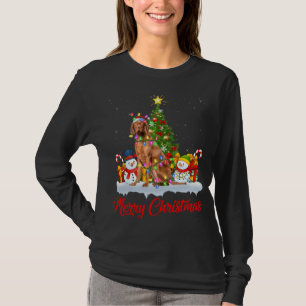 Camiseta Vizsla Dog Xmas Tree iluminando Santa Vizsla Chris