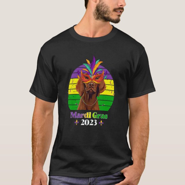 Camiseta Vizsla Party Dog Mardi Gras 2023 (Anverso)