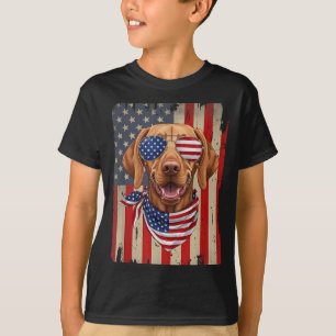 Camiseta Vizsla Perro 4 De Julio Bandera Americana Usa