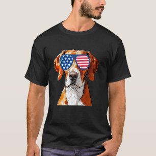 Camiseta Vizsla Perro Americano USA Bandera Patriótico 4 de