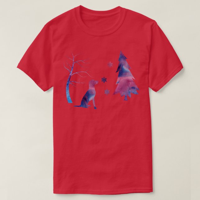 Camiseta Vizsla Perro Arte Invierno Con Copos De Nieve (Diseño del anverso)