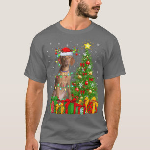 Camiseta Vizsla Perro iluminando árbol de Navidad Santa Hat
