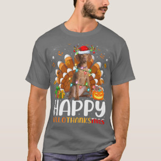 Camiseta Vizsla Perro Lover Navidades de Halloween Feliz Ha