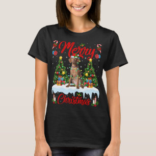 Camiseta Vizsla Perro Lover Xmas Encendiendo Santa Hat Vizs