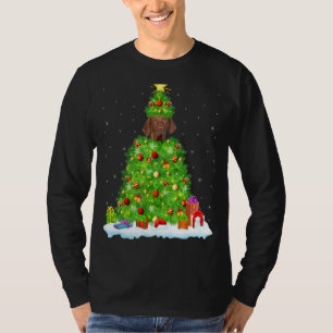 Camiseta Vizsla Perro Xmas Iluminación Árbol divertido Vizs