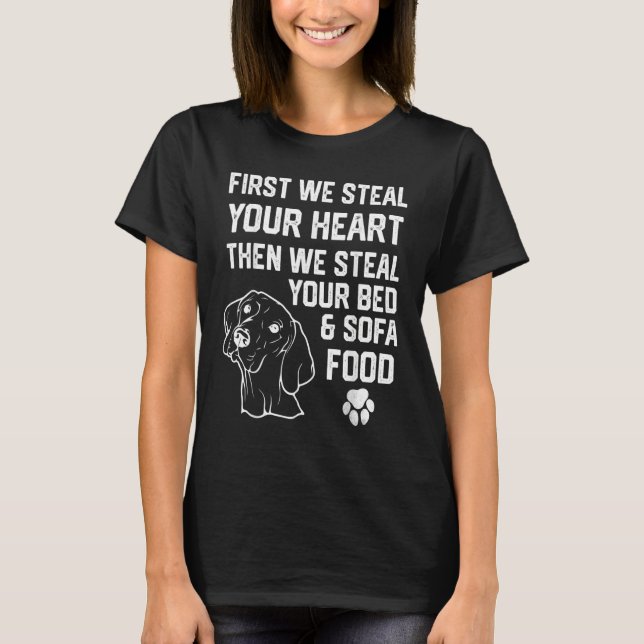 Camiseta vizsla Steal Your Heart Steal Your Bed and Sofa fo (Anverso)