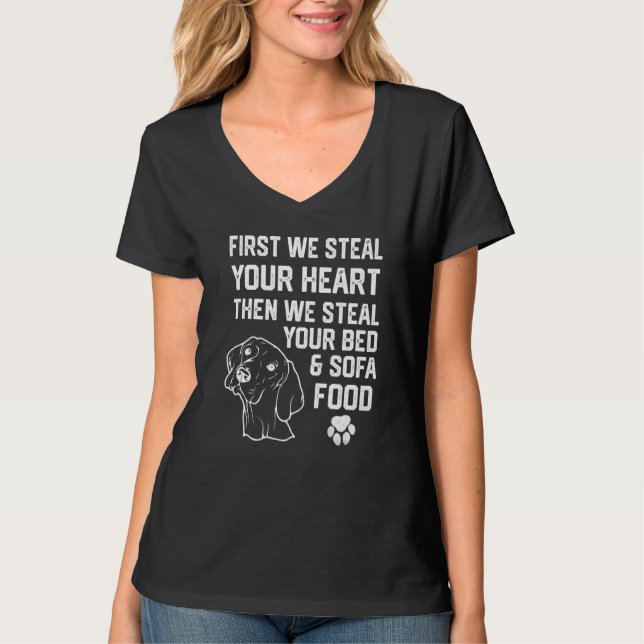 Camiseta vizsla Steal Your Heart Steal Your Bed and Sofa fo (Anverso)