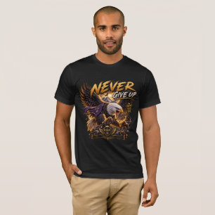 Camiseta VLLC Never Give Up Patriotic Bald Eagle Wings Wall