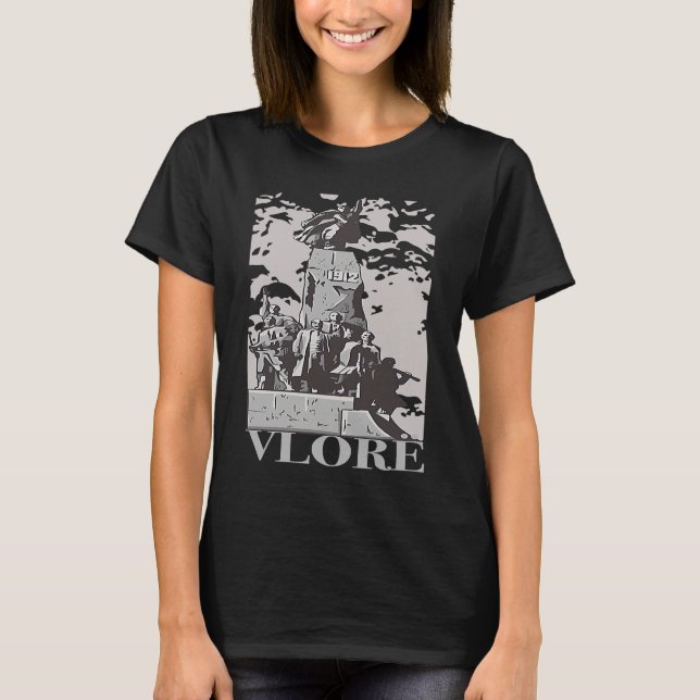 Camiseta Vlorë Vlore Albania City Skyline Silhouette Outlin (Anverso)