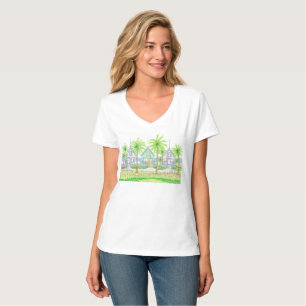 Camiseta Vneck Tropical Beach Life Shack