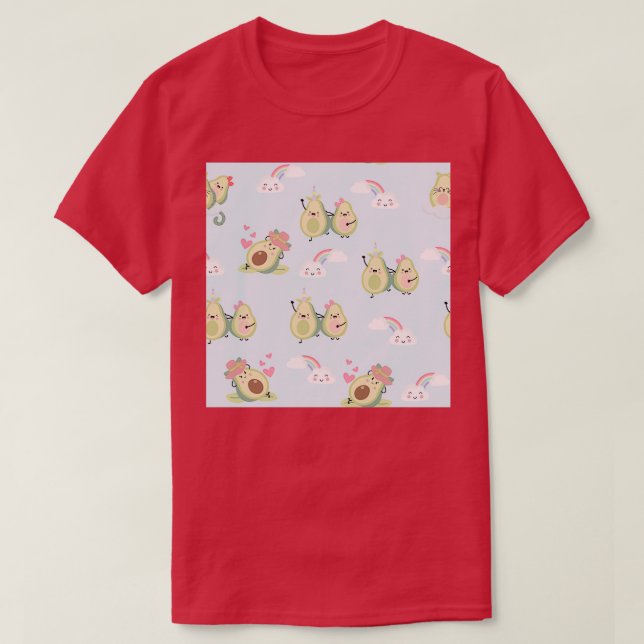 Camiseta Vocado azul verde sin fisuras con hoja y estrella (Diseño del anverso)