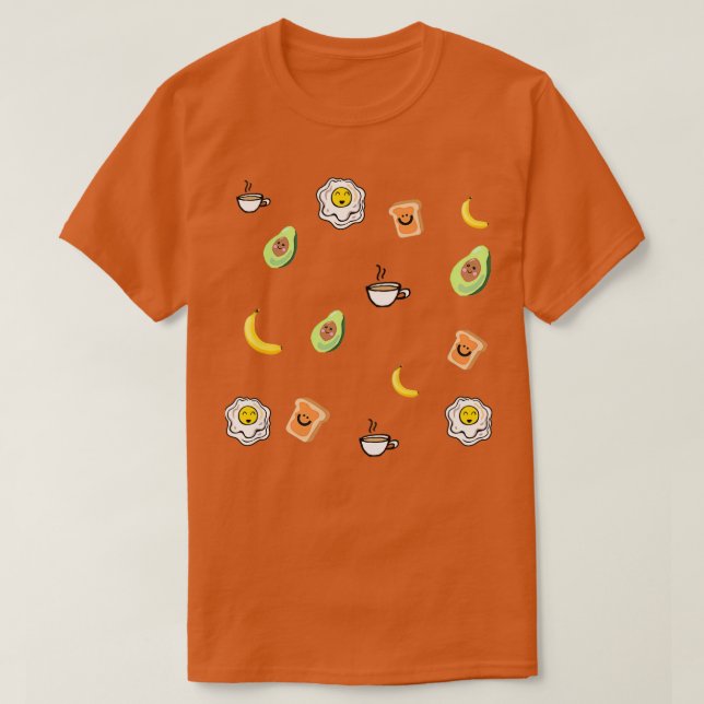 Camiseta Vocado de patrón de desayuno corto 1 (Diseño del anverso)