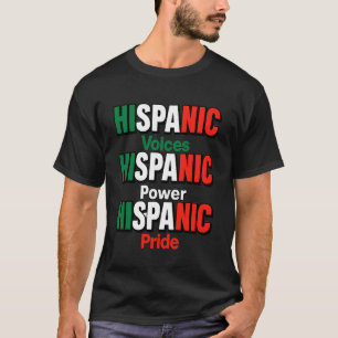 Camiseta Voces Hispanas Poder Orgullo Ropa Herencia Mexican