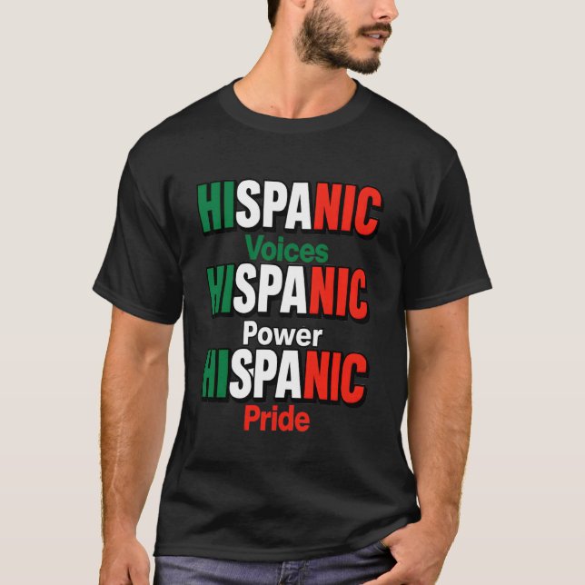 Camiseta Voces Hispanas Poder Orgullo Ropa Herencia Mexican (Anverso)