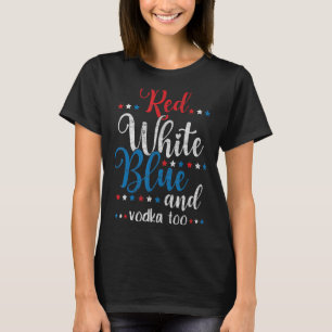 Camiseta Vodka Azul Blanco Rojo Bandera Estadounidense 4 de