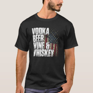 Camiseta Vodka Beer Wine Whiskey Patriótico Bandera Estadou