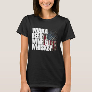 Camiseta Vodka Beer Wine Whiskey Shirny Patriótico F