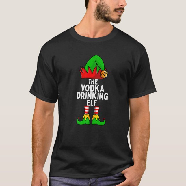 Camiseta Vodka Drinking Elf Matching Family Christmas (Anverso)