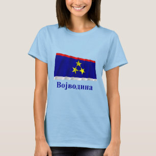 Camiseta Vojvodina ondeando la bandera con nombre en serbio