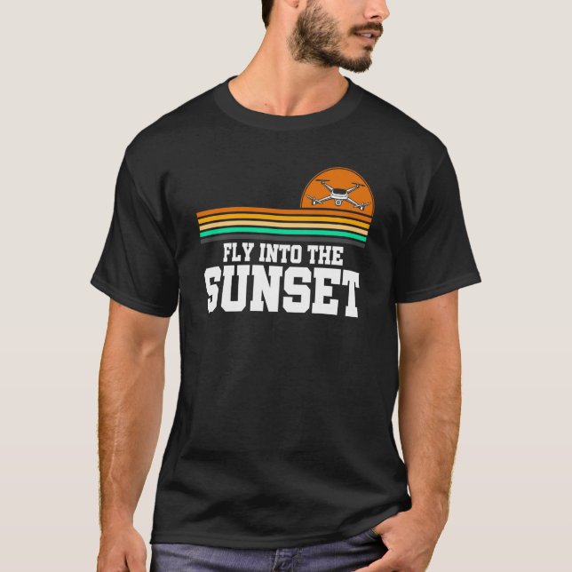 Camiseta Volando Al Drone Al Atardecer Volando Rc Quadcopte (Anverso)