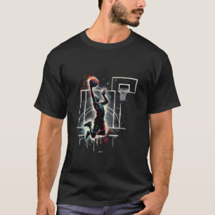 CAMISETA VOLANDO AL TABLERO DE BALONCESTO ACUARELA SALPICAD