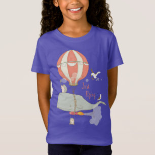 Camiseta Volando ballenas con un globo, erizos y gaviotas