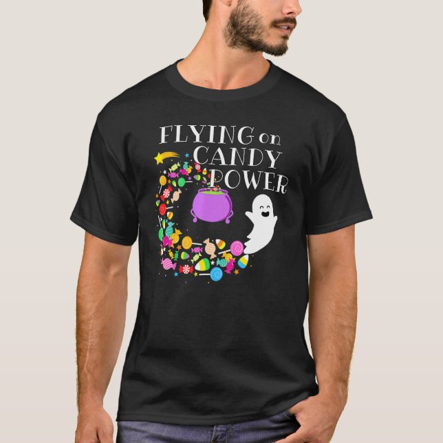 Camiseta Volando En Candy Power Feliz Fantasma Feliz Hallow (Anverso)