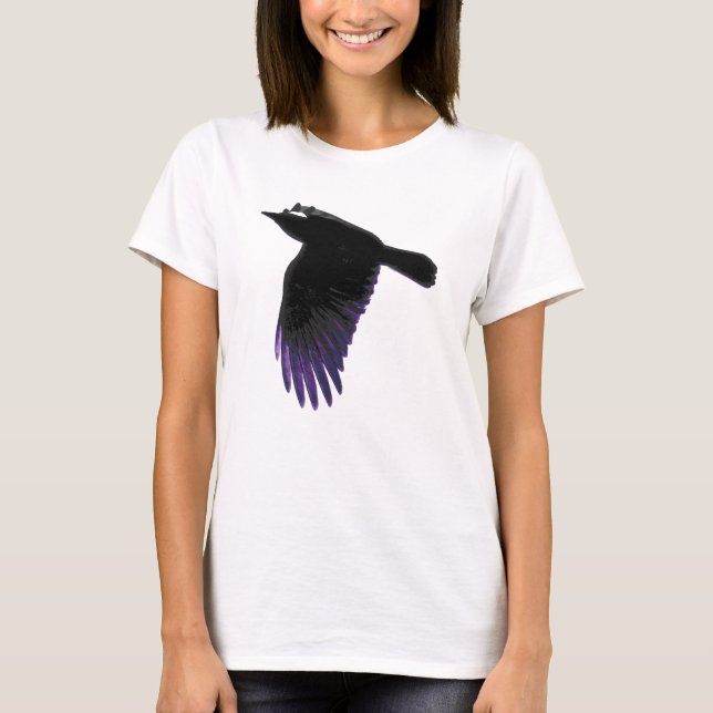 Camiseta Volando en cuerdas negras y púrpura (Anverso)