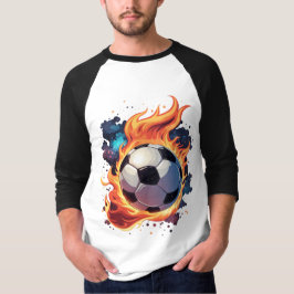 Camiseta Volando una pelota de fútbol con llamas.