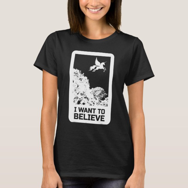 Camiseta Volando Unicornio Quiero Creer Alien De Uap (Anverso)