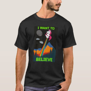 Camiseta Volando Unicornio Quiero Creer Alien De Uap