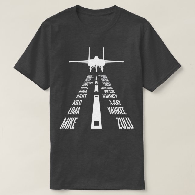 Camiseta Volante F15 Piloto de águila aterrizaje fonético d (Diseño del anverso)