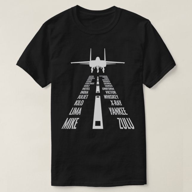 Camiseta Volante F15 Piloto de águila aterrizaje fonético d (Diseño del anverso)