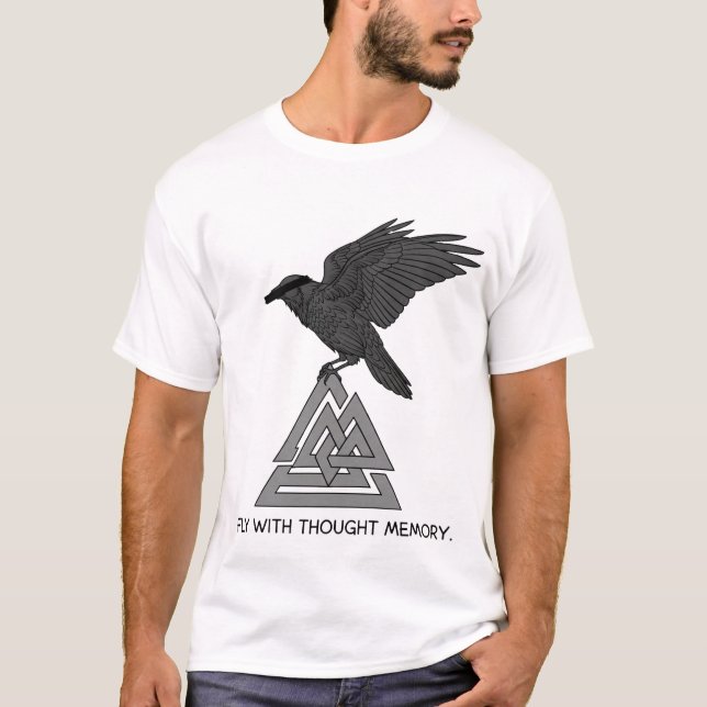 Camiseta Volar con pensamiento y memoria - Ravens & Valknut (Anverso)