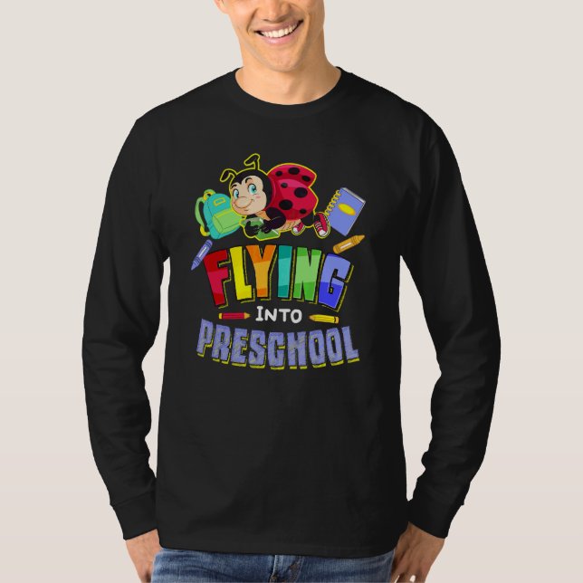 Camiseta Volar en la ladybug de preescolar de vuelta a la e (Anverso)