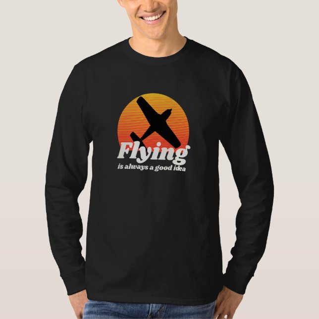 Camiseta Volar Es Siempre Buena Idea Aviación Retro Sunset  (Anverso)