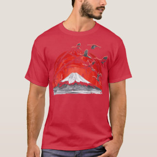 Camiseta Volcán de Arte Japonés Stork Crane Japan Art Sakur