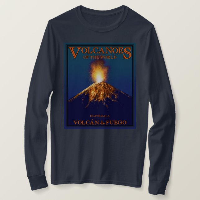 Camiseta Volcán de Fuego Guatemala Larga Funda (Anverso del diseño)