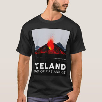 Camiseta Volcán de Islandia Fuego Hielo Senderismo Camping