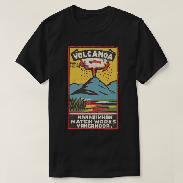 Camiseta Volcán Vintage Arte de Matchbox Indio (Diseño del anverso)
