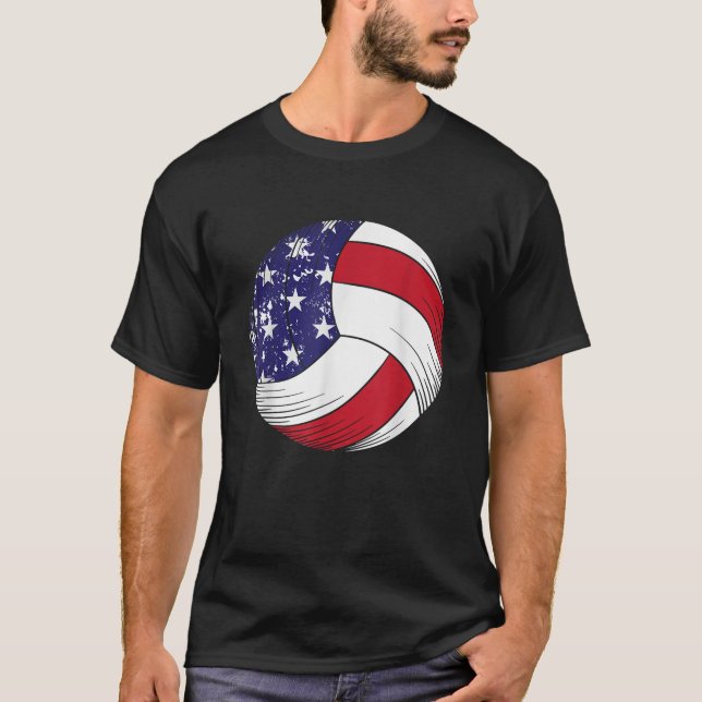 Camiseta Voleibol Ball USA Bandera Estadounidense Jugar de  (Anverso)