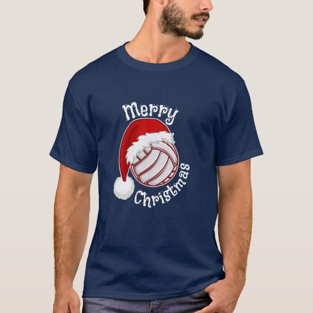 Camiseta Voleibol con Navidades divertidos de Santa hat (Anverso)
