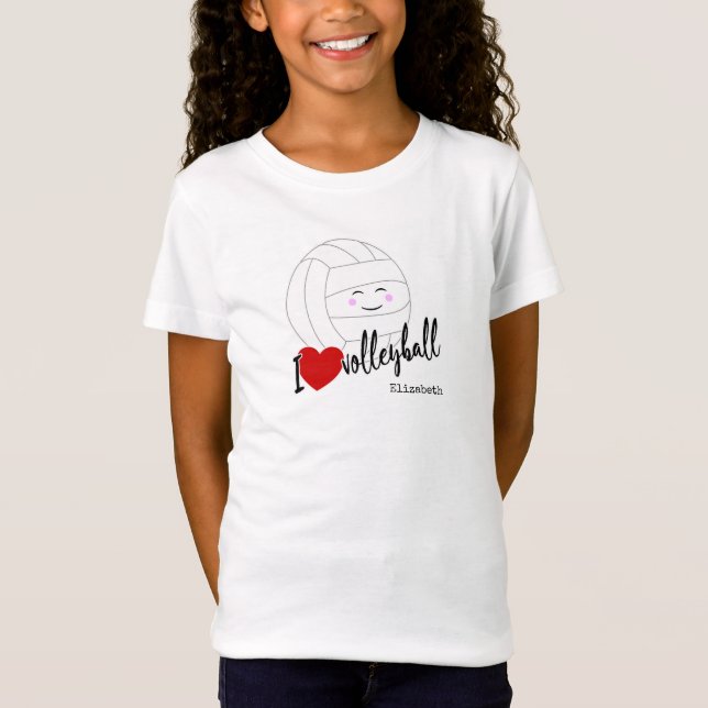 Camiseta Voleibol de corazón feliz chica kawaii (Anverso)