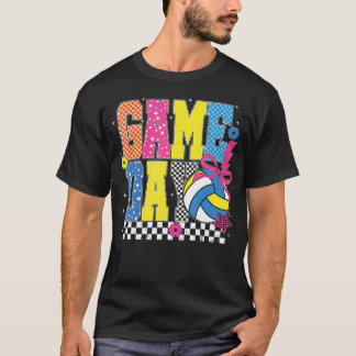Camiseta Voleibol de Día de Partido a Cuadros Divertido Vol
