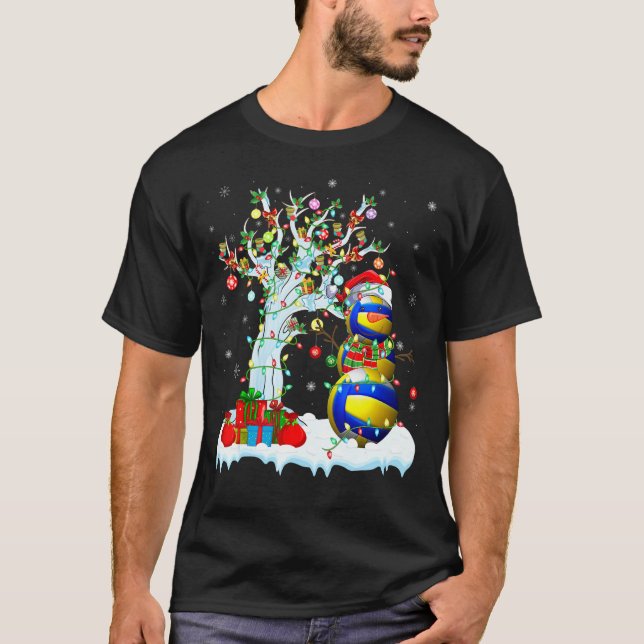 Camiseta Voleibol de navidad iluminando voleibol de nieve C (Anverso)