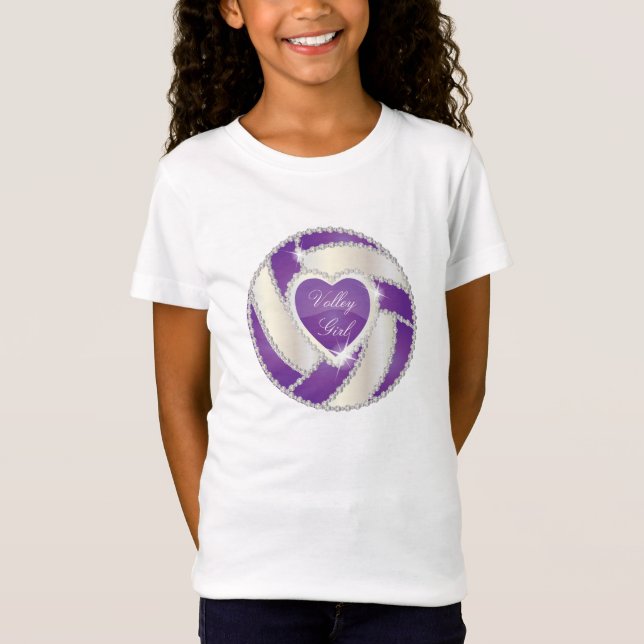 Camiseta Voleibol elegante de la púrpura del corazón del (Anverso)