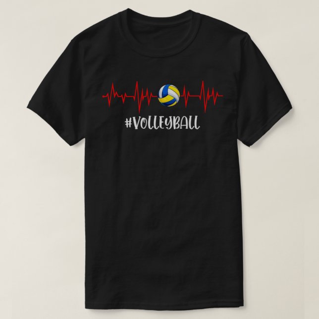Camiseta Voleibol Lover Vintage Sport Heartbeat Voleibol (Diseño del anverso)