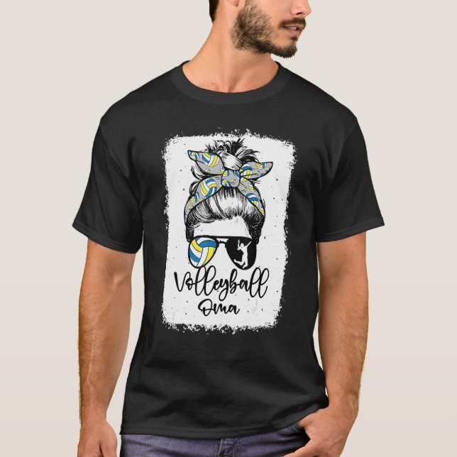 Camiseta Voleibol Oma Vintage Leopard Messy Bun Bleached (Anverso)